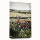 Acrylic glass display of a vibrant countryside landscape design with colorful pins, showcasing detailed scenery and artistic depth for wall decoration.