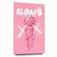 Unique Pop Art Wall Art – Playful KAWS-Inspired Pink Figure on Pink Background