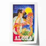 Retro Hawaii Aloha Travel Poster – Vintage Beach Art