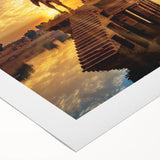 Art deco poster of an Indian landscape in muted earth tones on rolled canvas, suitable for dining room decor.