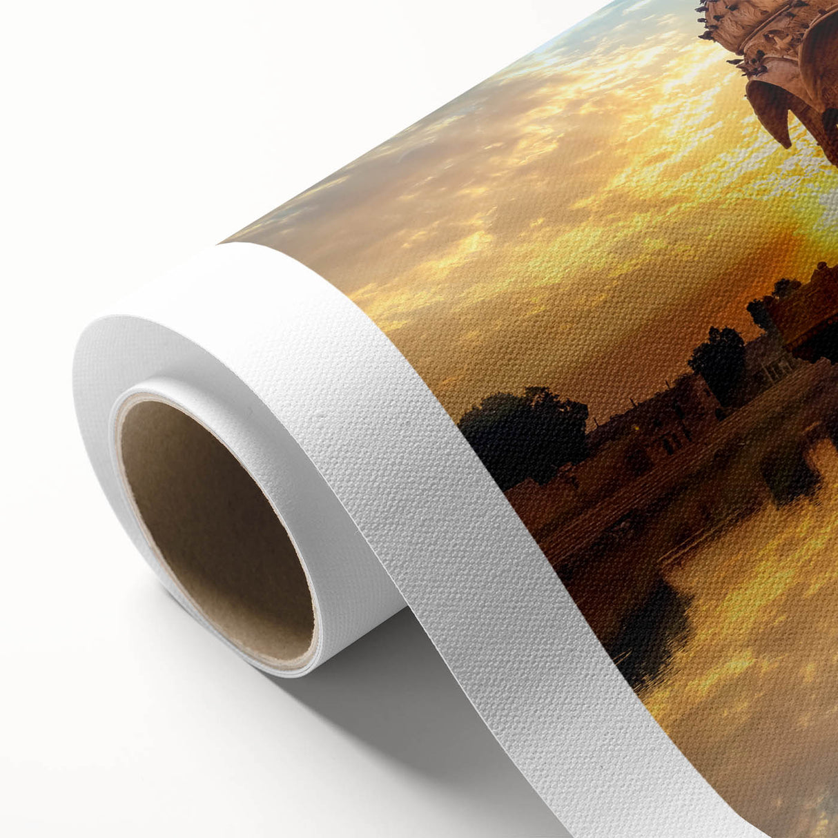 Art Deco-style poster of an Indian landscape in vibrant colors on rolled canvas, ideal for nursery wall art.
