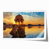 Extra large rolled print of a serene Indian landscape in soft earth tones, ideal for dining room wall art.