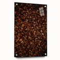 Large abstract wall art depicting autumnal trees in orange and red, printed on acrylic glass.