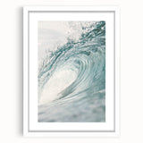 Abstract art print featuring swirling summer hues on a white framed canvas, ideal for dining room or bedroom decor.