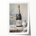 Rolled print of a winter-themed floral art in cool blue and white tones, suitable for dining room or bathroom decor.