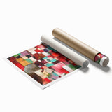 Modern Wall Art - Vibrant Abstract Rhythms in Red, Green, and Violet
