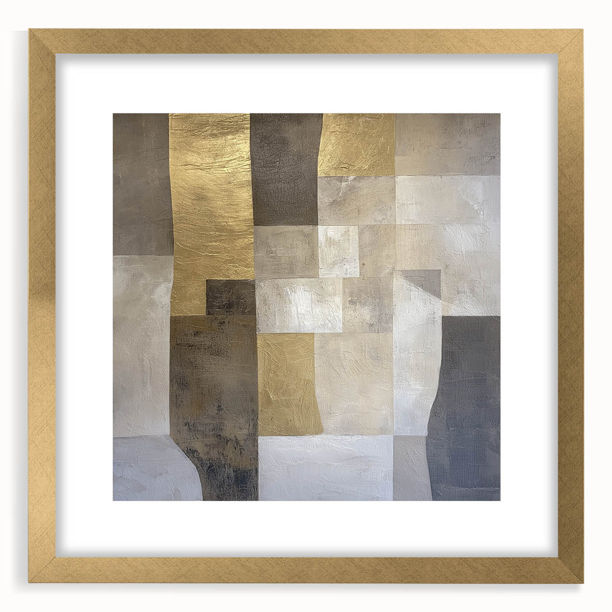 Gold and Gray Bedroom Wall Art – Modern Abstract Canvas Print