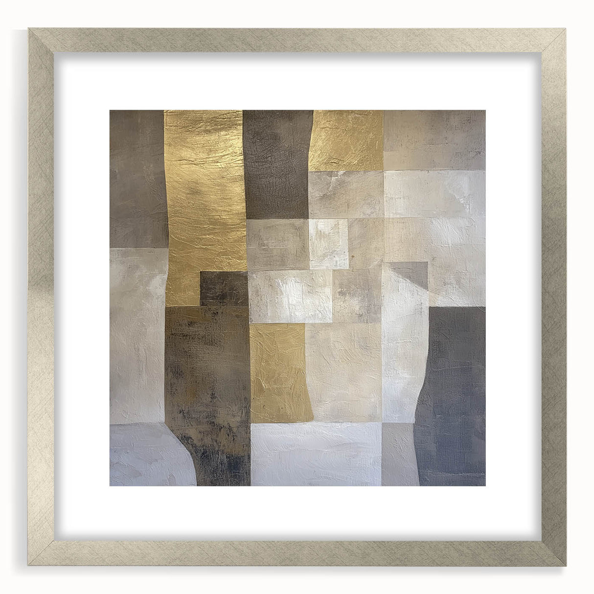 Gold and Gray Bedroom Wall Art – Modern Abstract Canvas Print