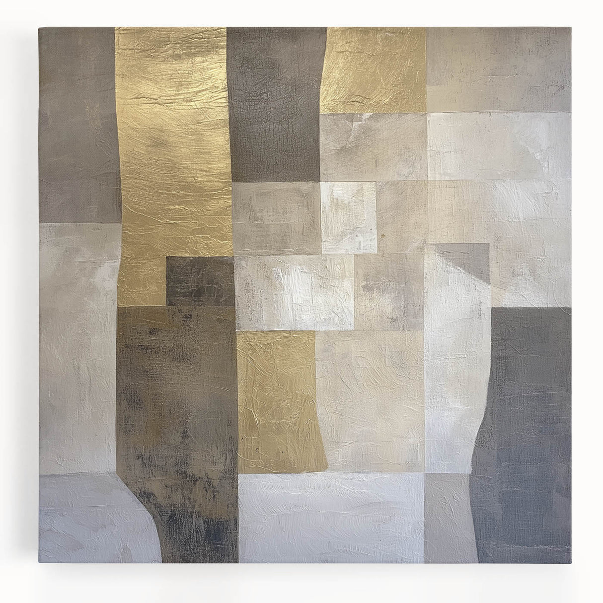 Gold and Gray Bedroom Wall Art – Modern Abstract Canvas Print