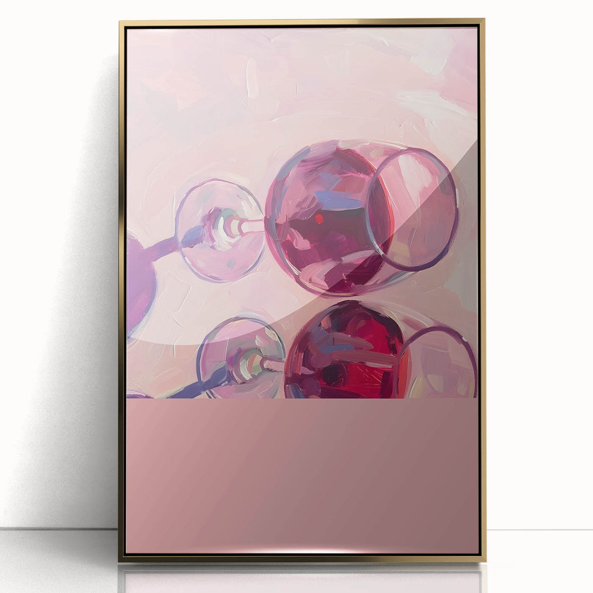 Large art print of a mid-century modernist food and drinks theme in gold tones on acrylic, suitable for modern kitchen decor.