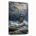 Acrylic glass landscape artwork showcasing vibrant colors and intricate designs, viewed from the side with decorative pins, ideal for modern home decor.
