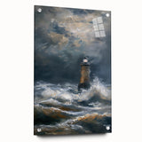 Acrylic glass landscape artwork showcasing vibrant colors and intricate designs, viewed from the side with decorative pins, ideal for modern home decor.