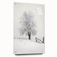 Acrylic glass landscape artwork depicting a serene countryside with rolling hills and vibrant greenery, displayed from a side view and secured with pins for stability.