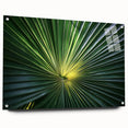 Close-up view of a large abstract floral design in vibrant colors on acrylic glass, ideal for bedroom or dining room decor.