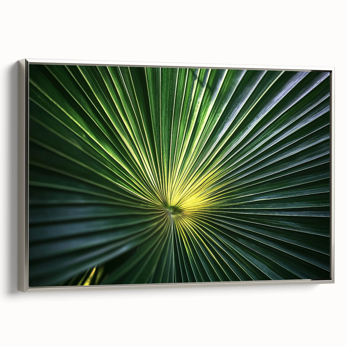 Framed canvas featuring a vintage landscape art painting with vibrant, colorful floral motifs on a black background.