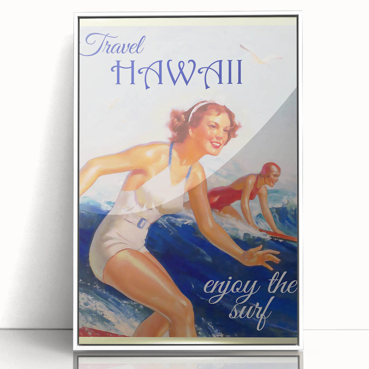 Retro Hawaii Surfing Poster – Vintage Beach Art