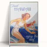 Retro Hawaii Surfing Poster – Vintage Beach Art