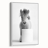 Adorable Pony Bathroom Wall Art - Modern Black and White Decor