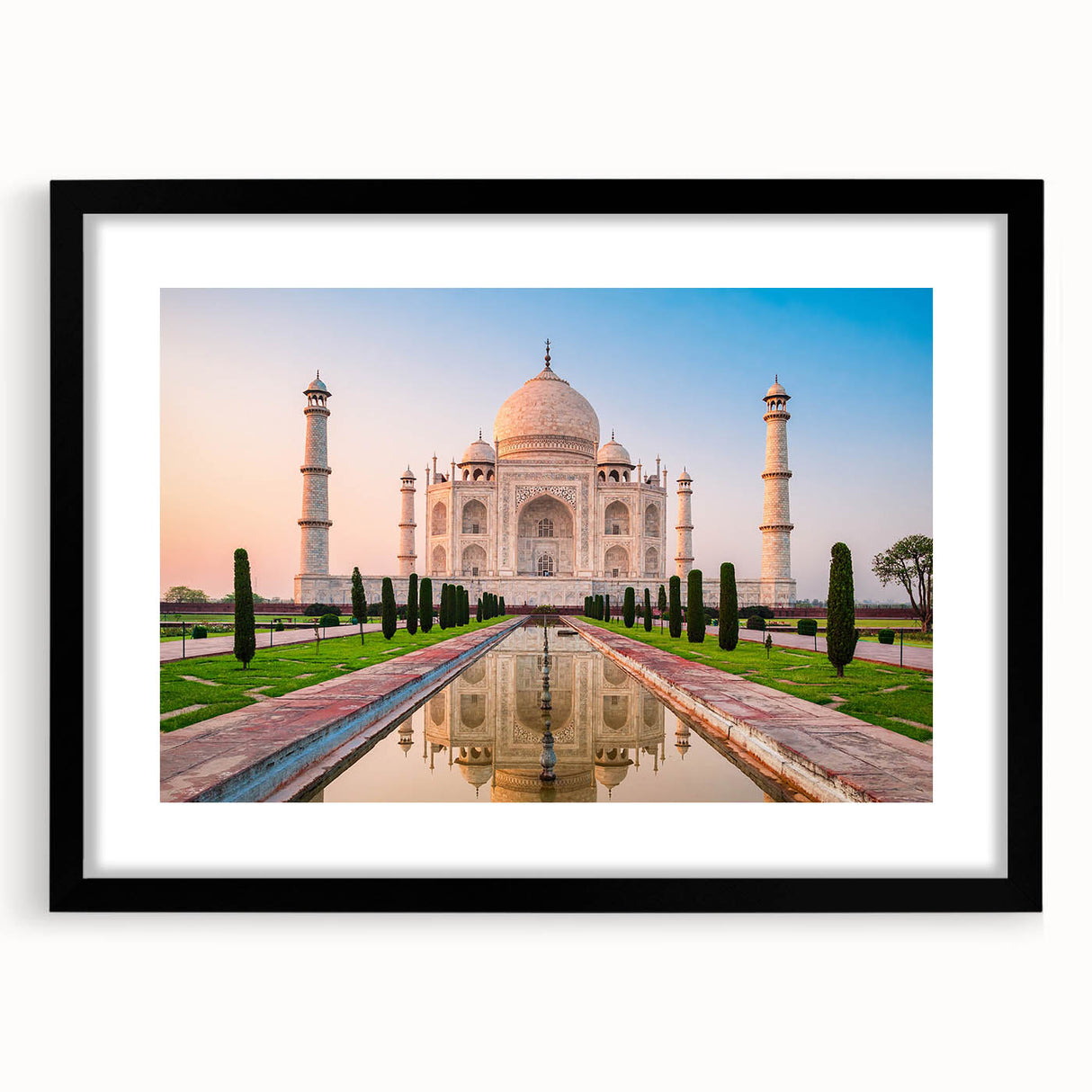 Extra large abstract art print featuring a colorful, textured depiction of a vibrant Indian landscape on a framed canvas.