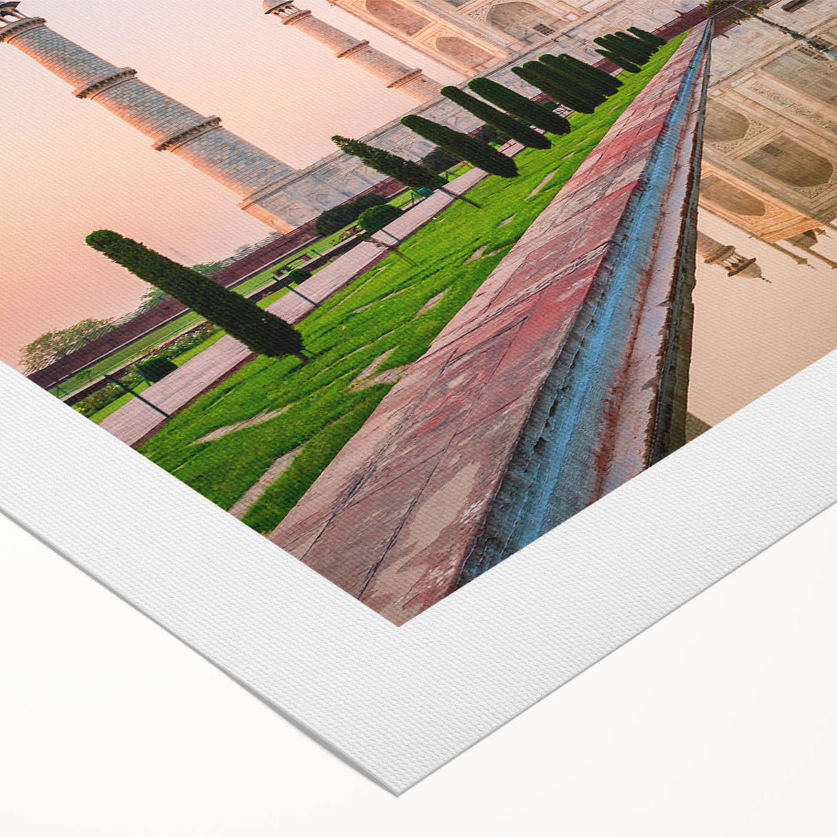 Art deco poster featuring a stylized Indian landscape in muted earth tones on rolled canvas.