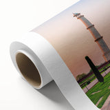 Art Deco poster of an Indian landscape in soft pastel shades on rolled canvas, ideal for nursery wall art.