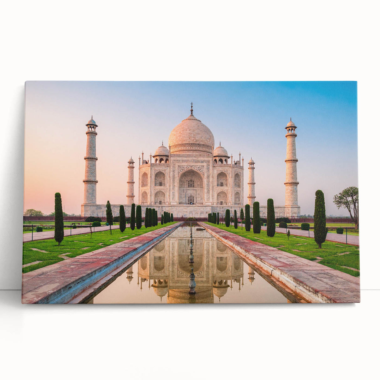 Black and white stretched canvas depicting a scenic Indian landscape, ideal for kitchen wall art or bedroom ambiance.