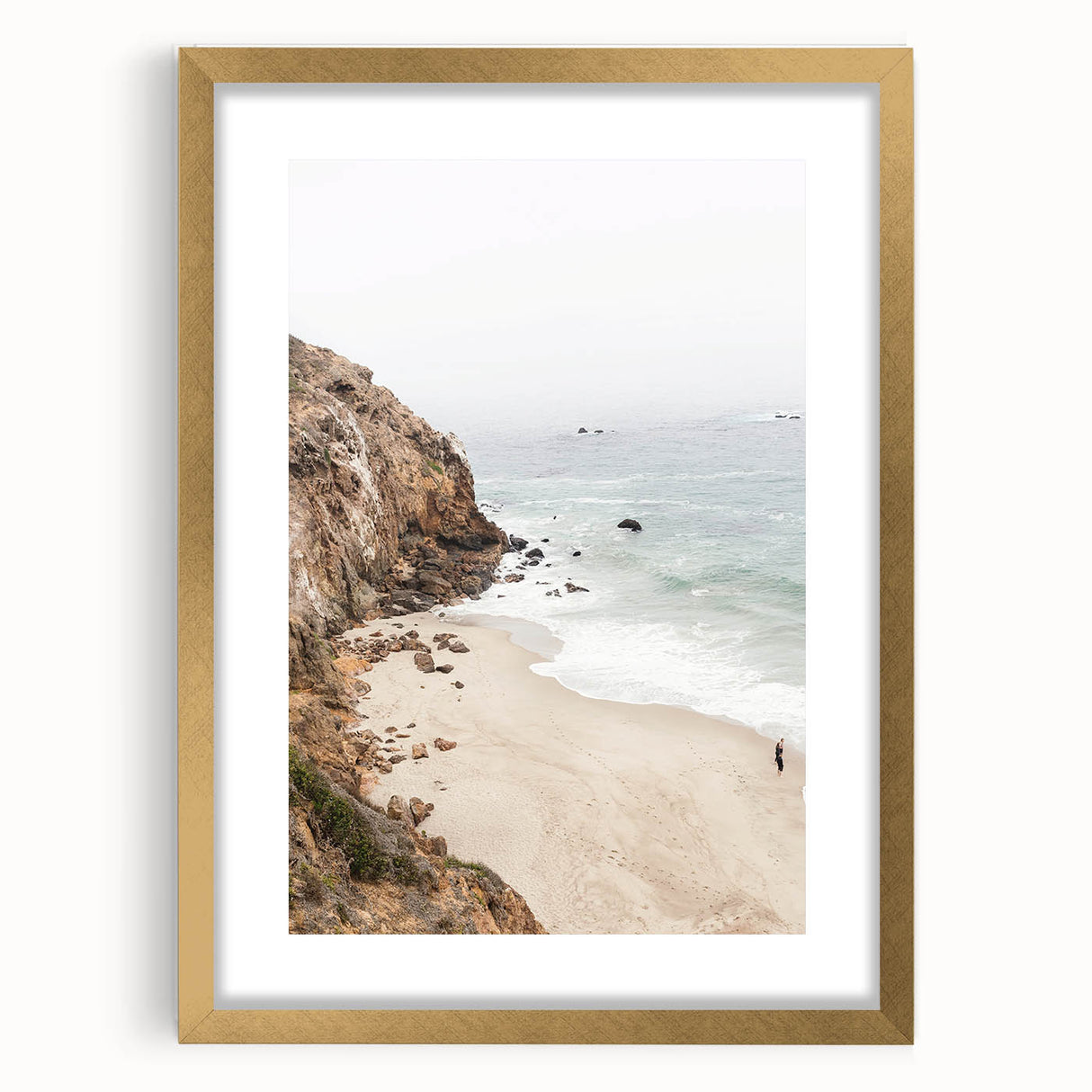 Extra large abstract art print featuring textured swirls in warm orange and yellow tones, framed in gold.