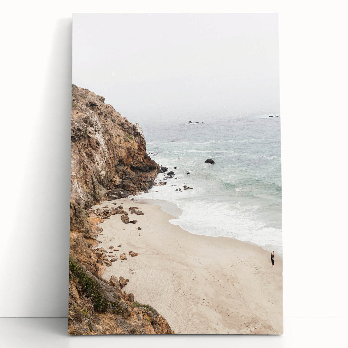 Black and white stretched canvas featuring a minimalist summer scene, ideal for kitchen wall art.