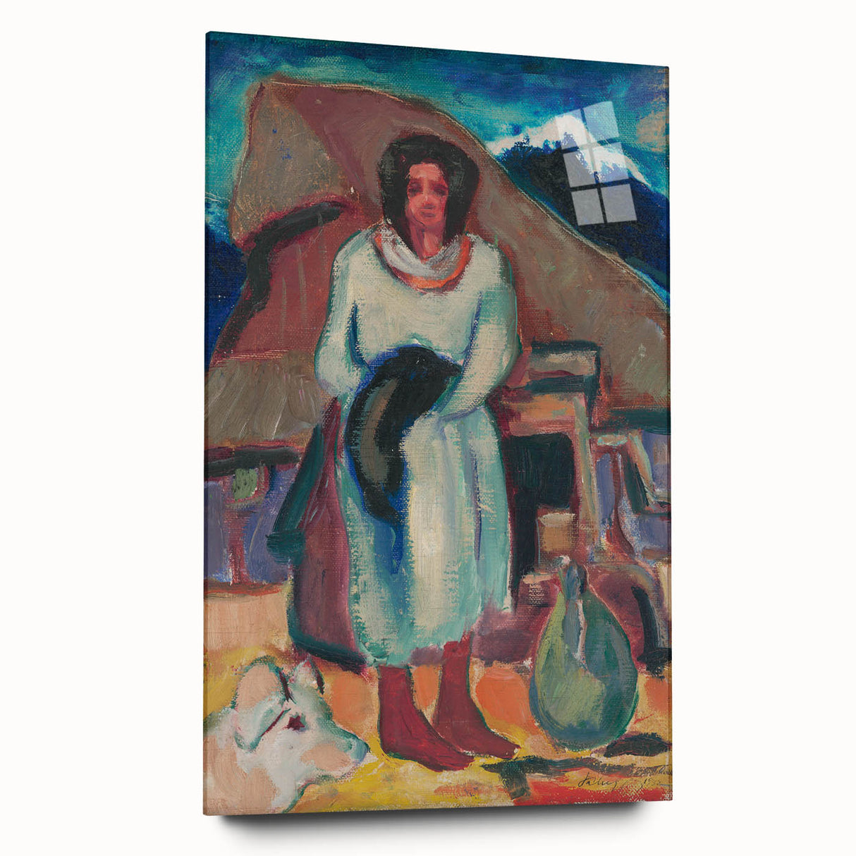 Modern Wall Art - Vibrant Village Scene with Abstract Appeal