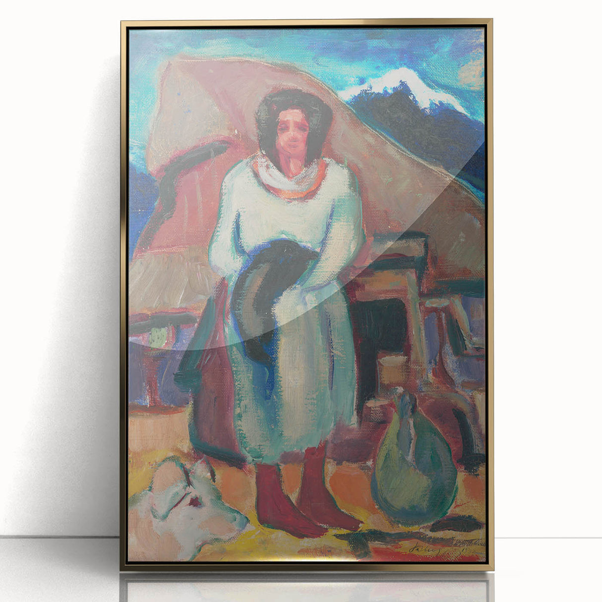 Modern Wall Art - Vibrant Village Scene with Abstract Appeal