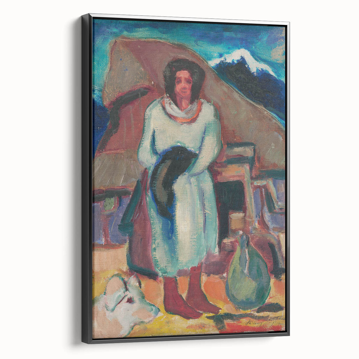Modern Wall Art - Vibrant Village Scene with Abstract Appeal