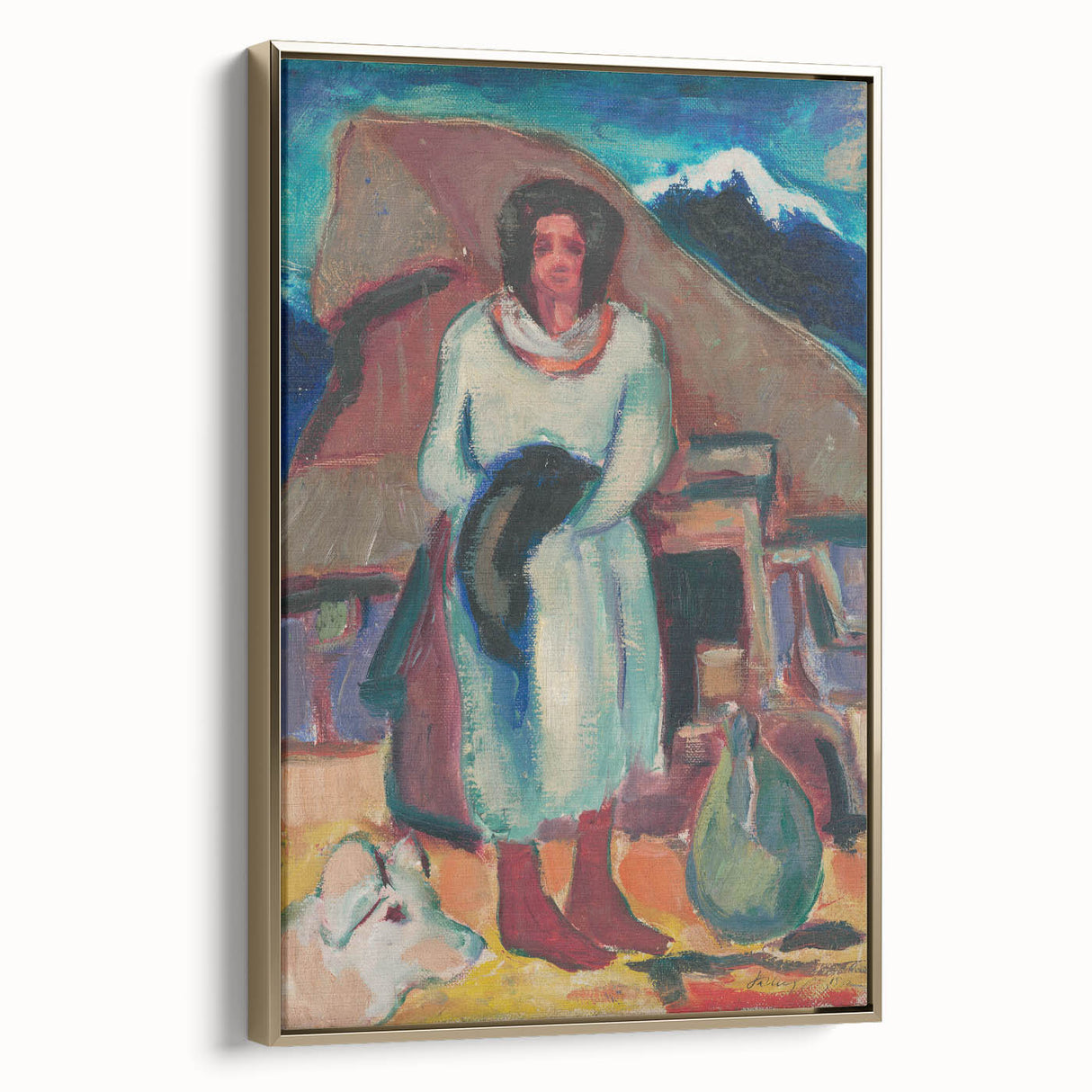 Modern Wall Art - Vibrant Village Scene with Abstract Appeal