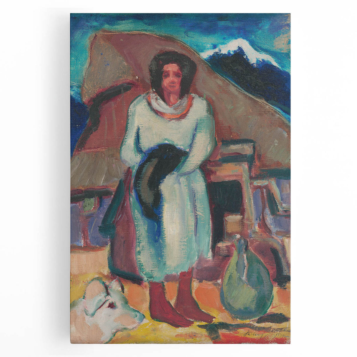 Modern Wall Art - Vibrant Village Scene with Abstract Appeal