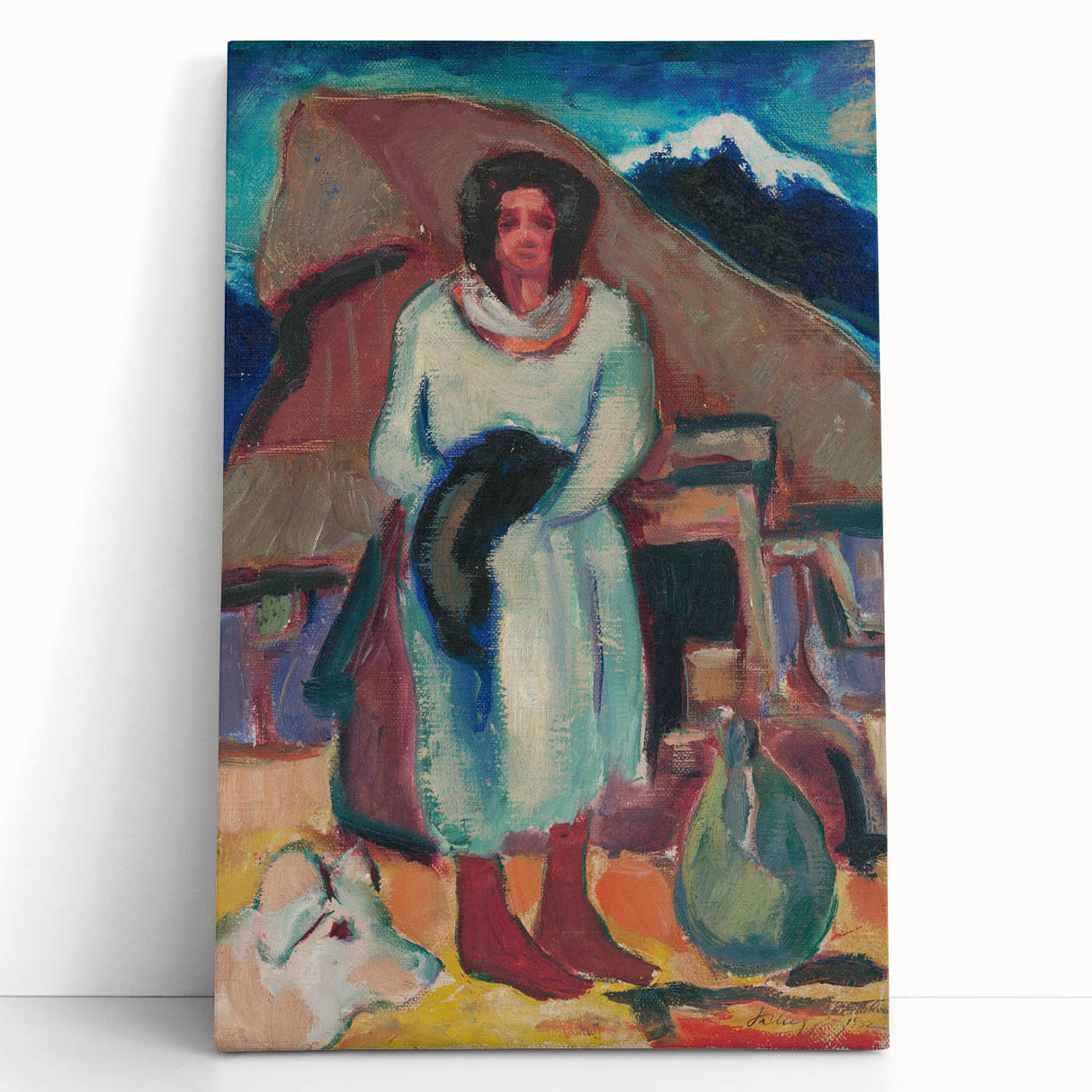 Modern Wall Art - Vibrant Village Scene with Abstract Appeal