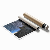Rolled print showcasing a vibrant landscape of a medieval castle surrounded by lush greenery under a clear blue sky, designed for home decor enthusiasts.