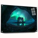 Acrylic landscape artwork depicting a cave scene, showcased in a side view with pin details, ideal for modern home decor and art enthusiasts.