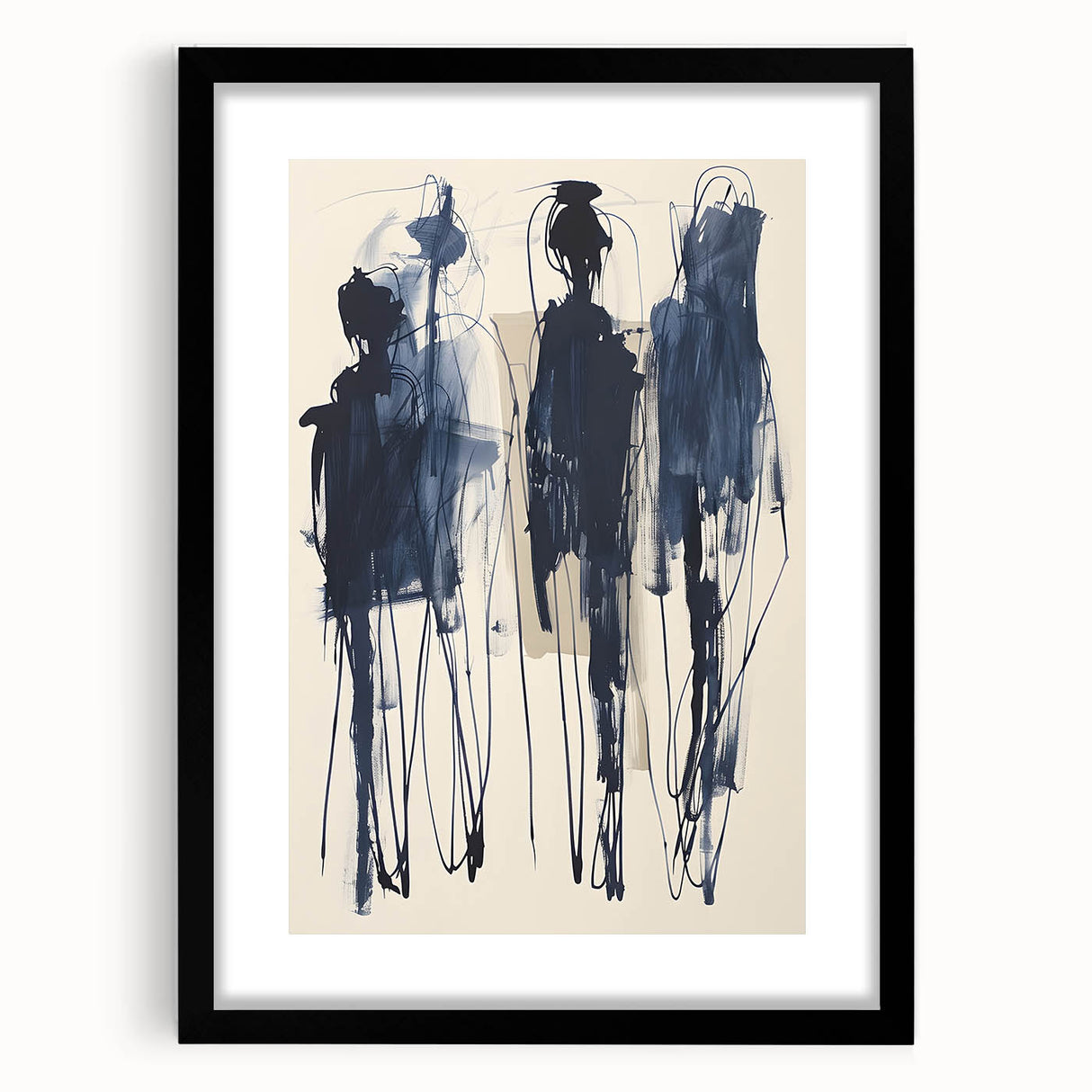 Acrylic Dining Room Artwork - Abstract Navy Blue Expression