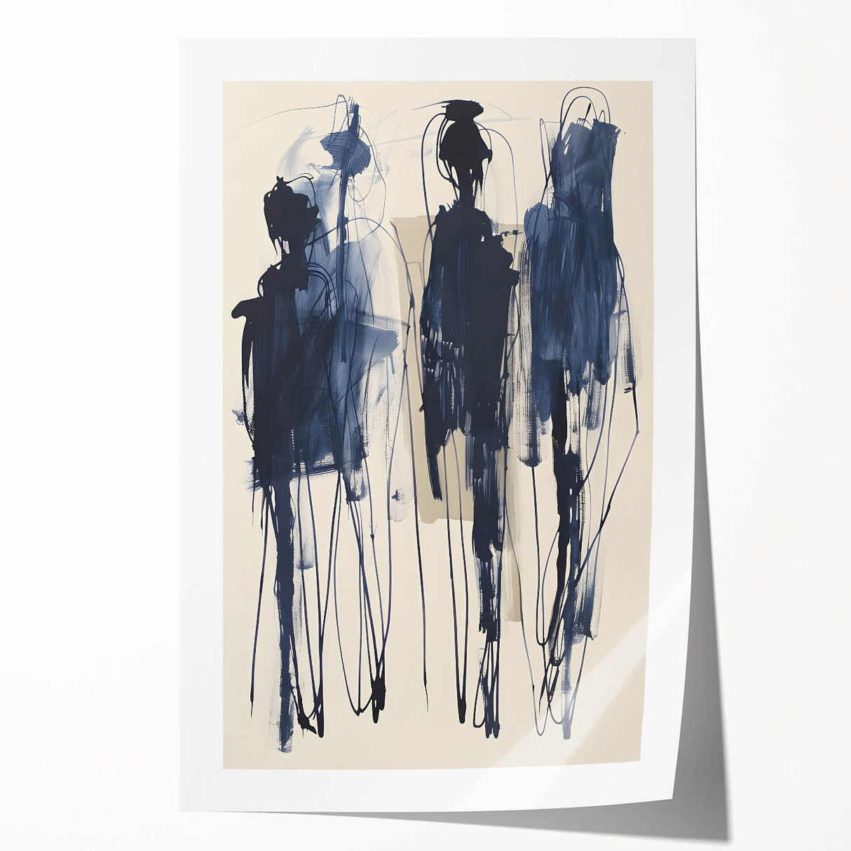 Acrylic Dining Room Artwork - Abstract Navy Blue Expression