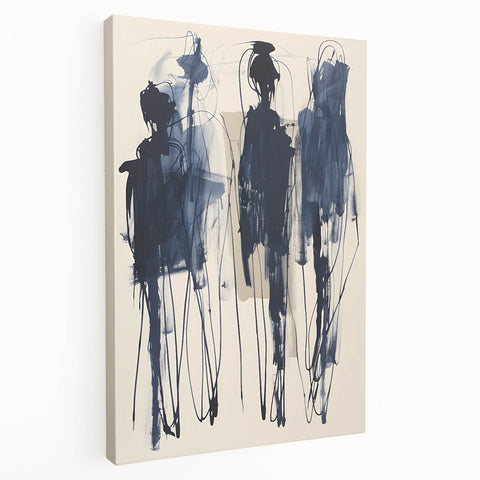 Acrylic Dining Room Artwork - Abstract Navy Blue Expression