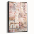 Framed black abstract architecture wall art on canvas displaying geometric shapes and lines, emphasizing modern design aesthetics in a stylish setting.