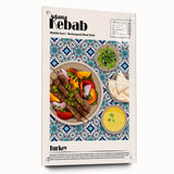 Acrylic print of various food dishes in vibrant colors, suitable for dining room decor.