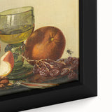 Extra large framed canvas featuring textured, colorful art of various foods and drinks on a black background.
