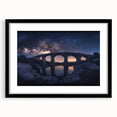 Landscape bridge frame with a black mat, showcasing a modern design. The frame's sleek lines and matte finish enhance the artwork's elegance, making it ideal for contemporary decor.