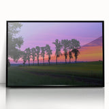 Framed acrylic artwork depicting a serene countryside landscape with vibrant green fields, rolling hills, and a clear blue sky, designed to enhance home decor.