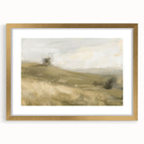 Elegant gold-framed landscape artwork with a white mat, showcasing serene nature scenery. Perfect for home decor, adding a touch of sophistication to any space.