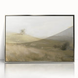 Framed acrylic landscape artwork in silver, showcasing a serene nature scene with vibrant colors and intricate details, ideal for modern home decor.
