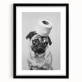 Pug Bathroom Wall Art - Modern Black and White Bathroom Decor