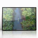 Large abstract wall art depicting a vibrant Indian landscape in acrylic, framed in black, ideal for modern art wall decor.