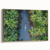 Framed canvas depicting a vintage-style Indian landscape in gold and black tones, ideal for bedroom wall decor.