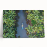 Large black and white stretched canvas featuring a serene Indian landscape, ideal for kitchen wall art or bedroom ambiance.